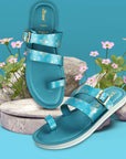 Paragon Women's Slip On Flat Teal Blue Sandals | Durable Dailywear Sandals