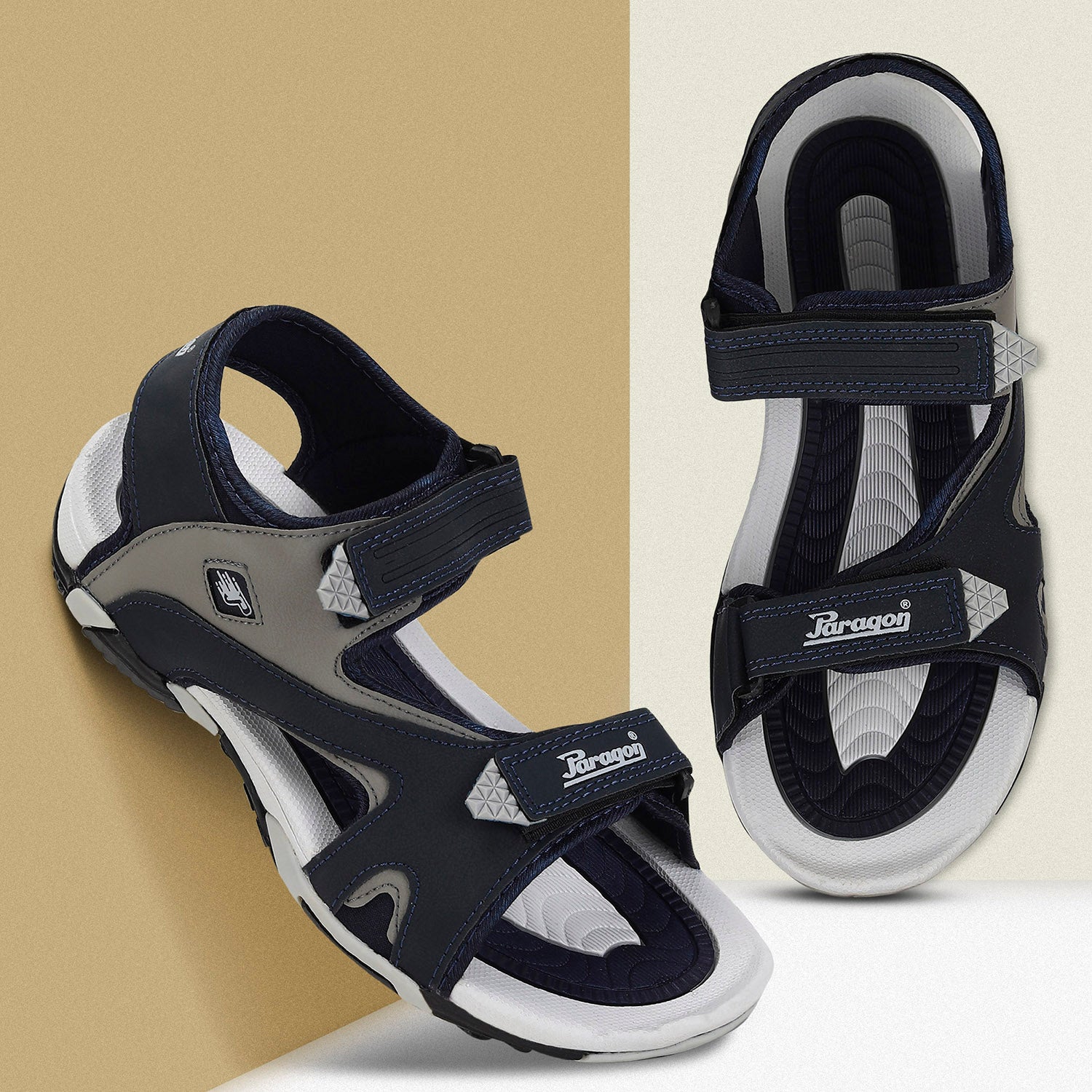 Leather cross-over sandals with logo tape | EMPORIO ARMANI Man