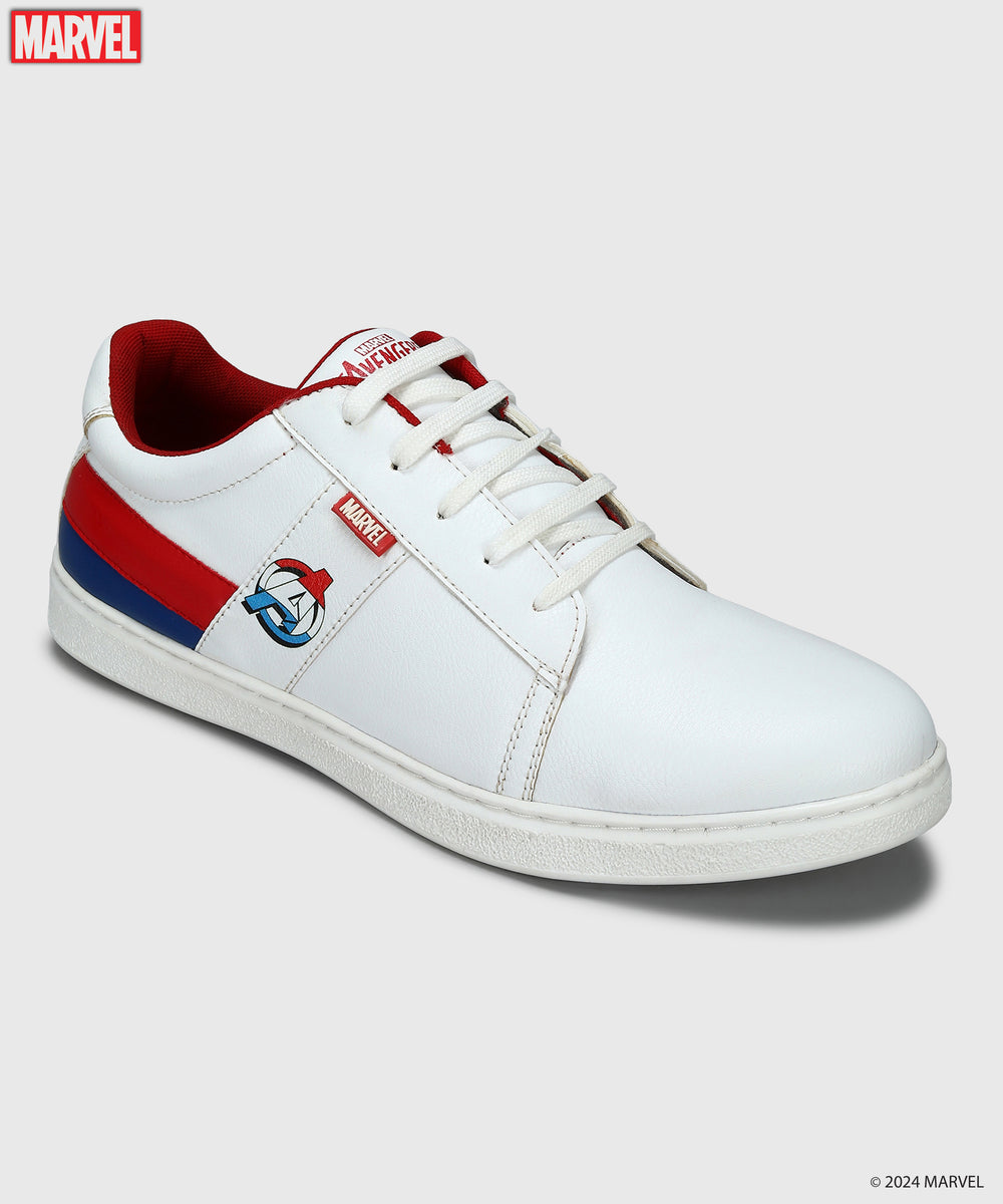 Marvel Men's White Casual Sneakers | Cushioned &amp; Lace up Outdoor Style