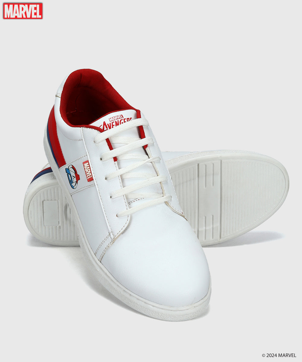 Marvel Men's White Casual Sneakers | Cushioned &amp; Lace up Outdoor Style