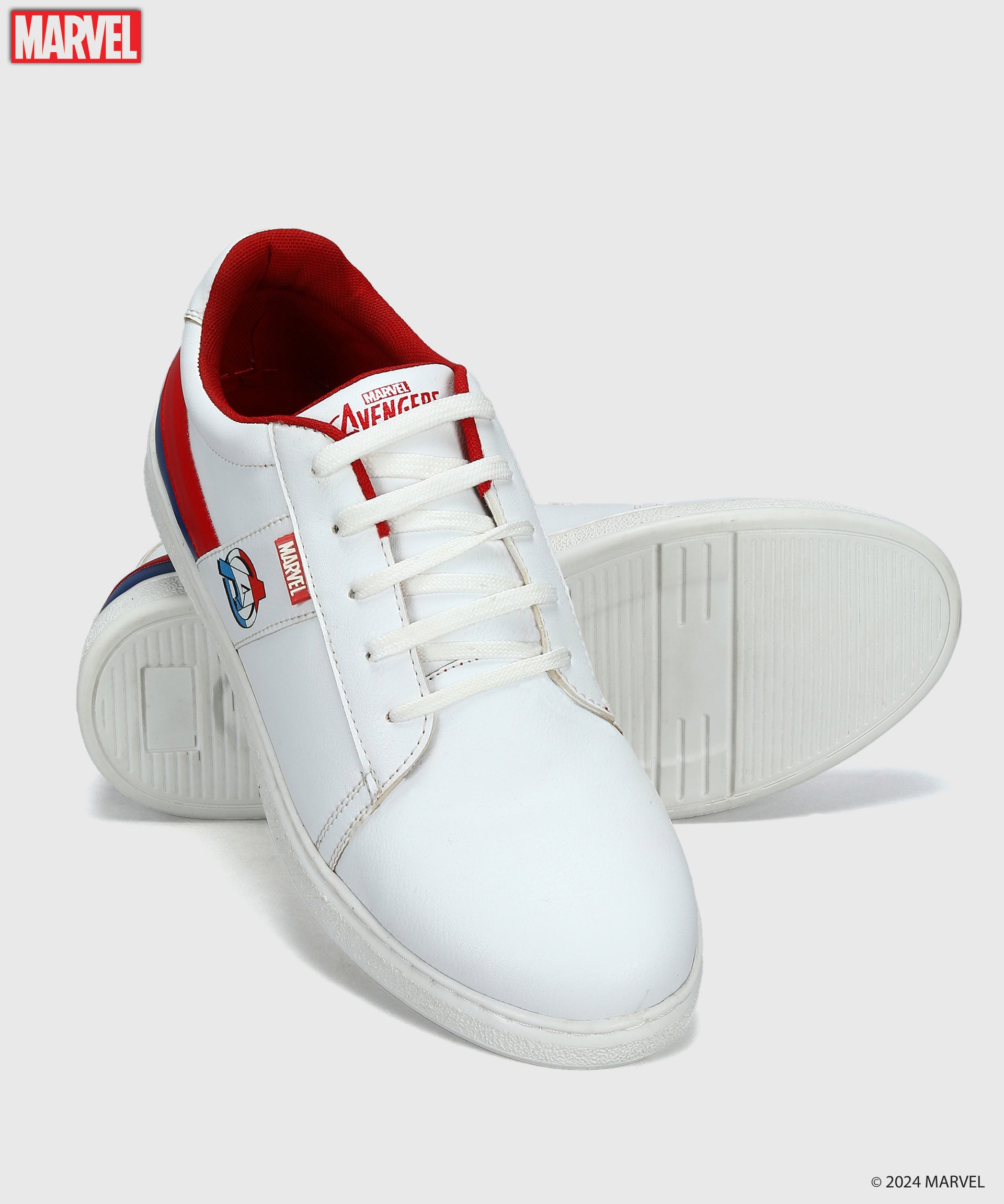 Marvel Men&#39;s White Casual Sneakers | Cushioned &amp; Lace up Outdoor Style