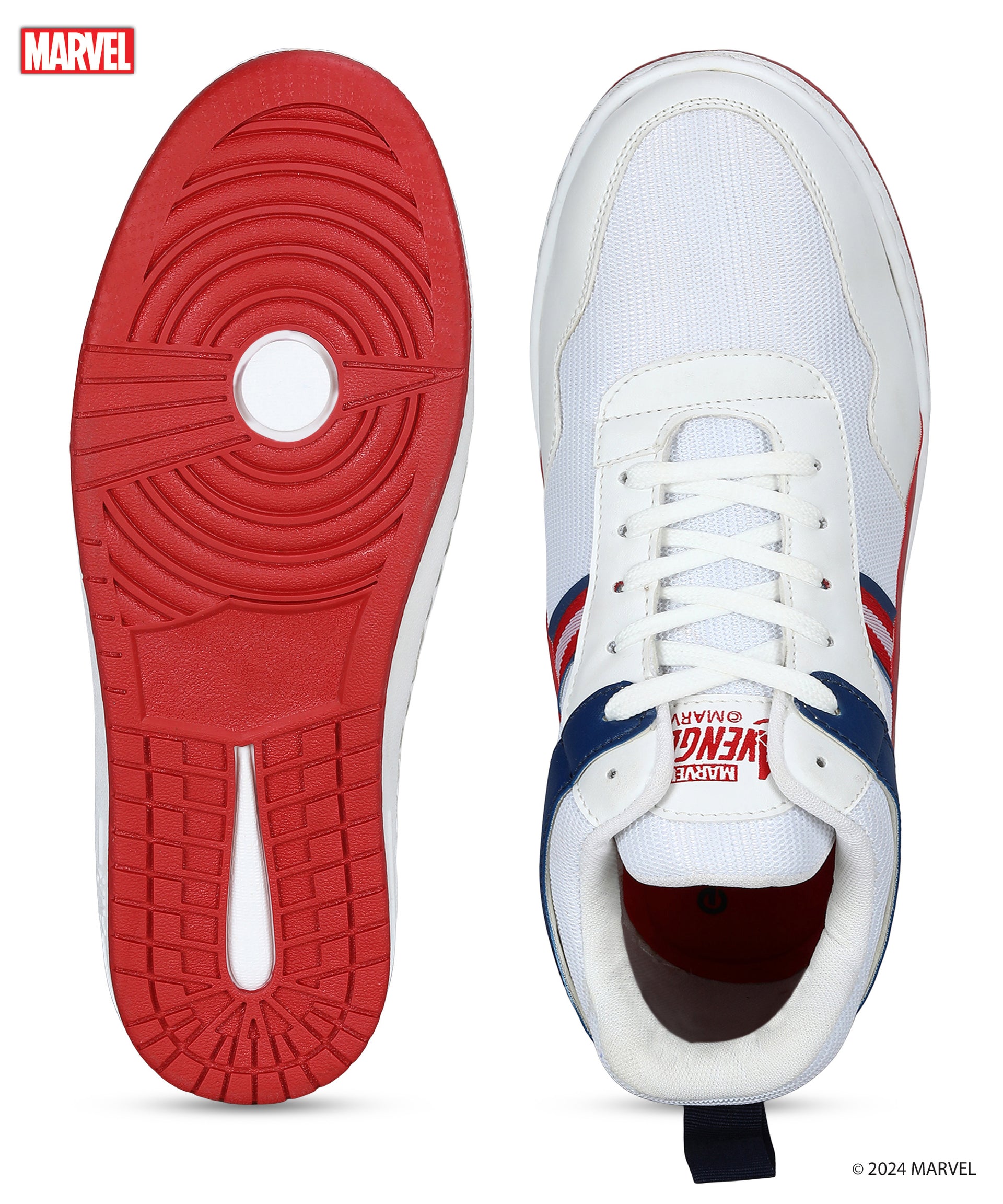 Marvel Men&#39;s White Casual Sneakers | Cushioned &amp; Lace up Outdoor Style