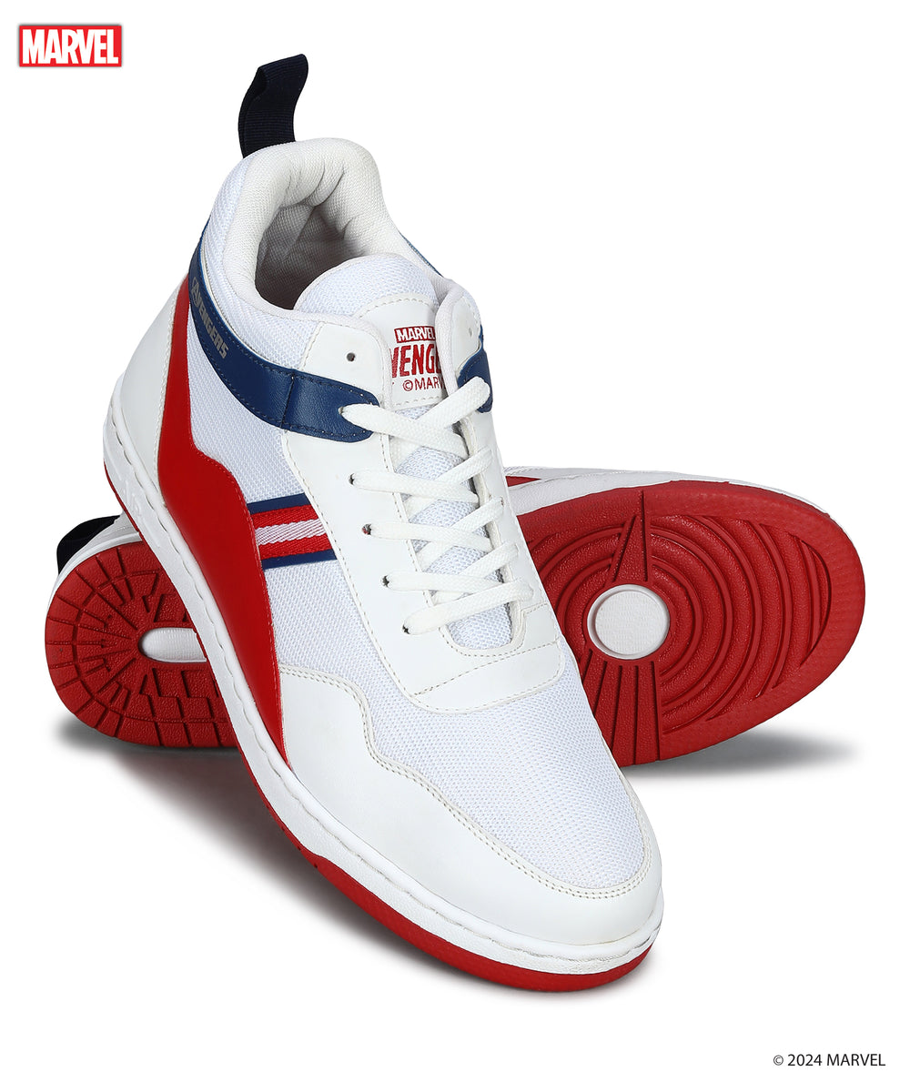Marvel Men's White Casual Sneakers | Cushioned &amp; Lace up Outdoor Style