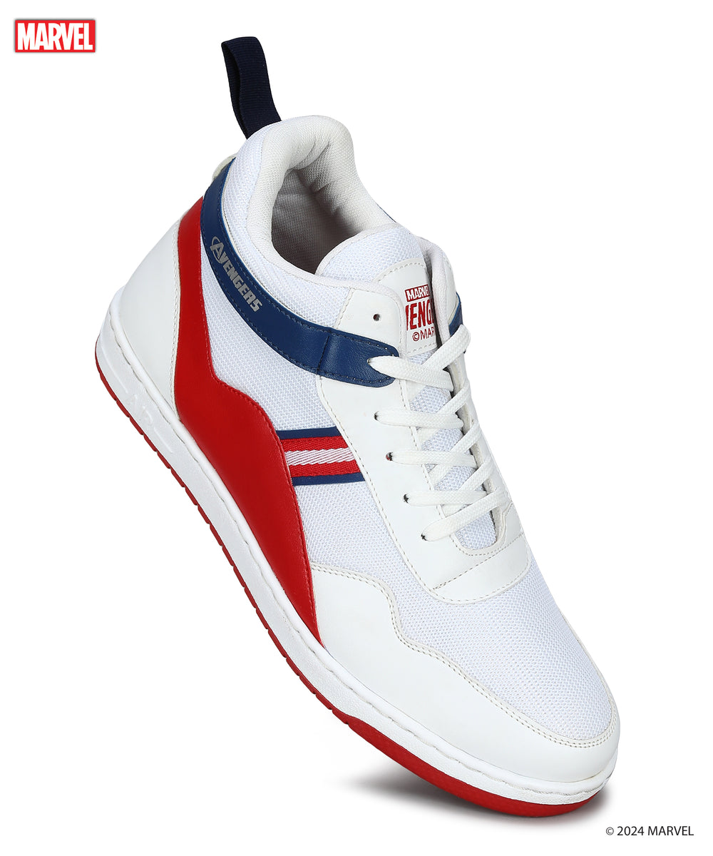 Marvel Men's White Casual Sneakers | Cushioned &amp; Lace up Outdoor Style