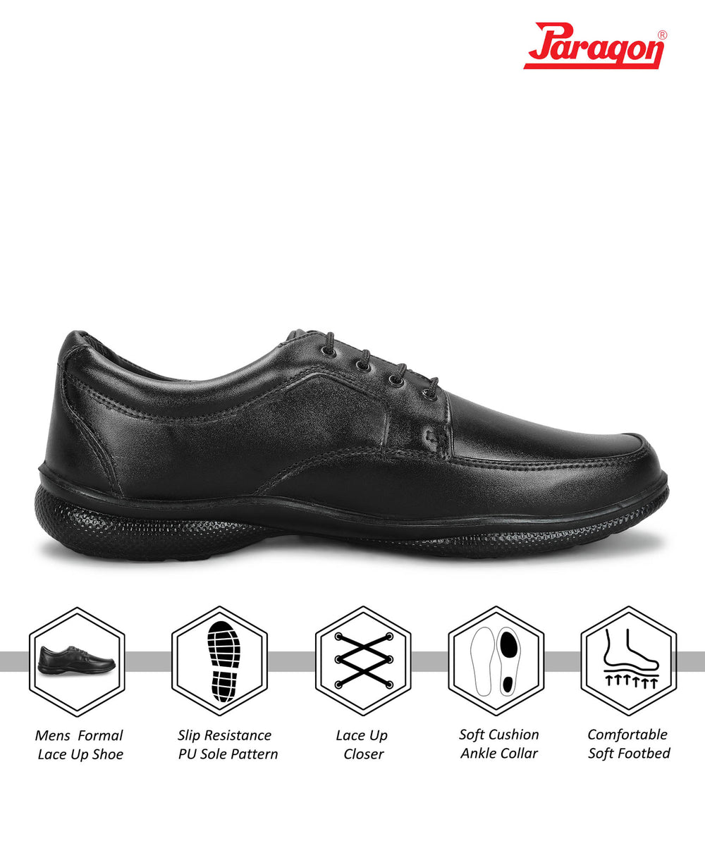 Paragon Men's Black Formal Slip On Shoes Durable Sturdy Outdoor Wear