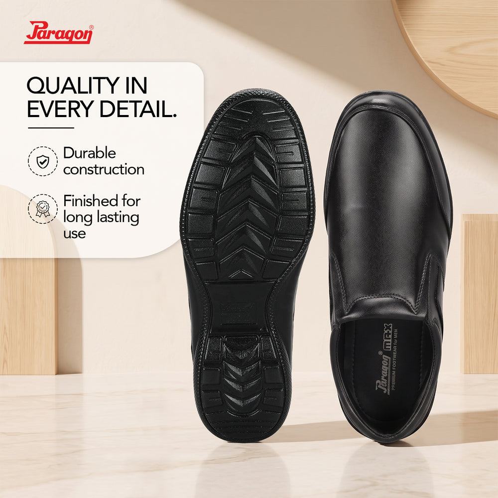 Paragon Men's Black Formal Slip On Style Loafers Durable Sturdy Office Wear