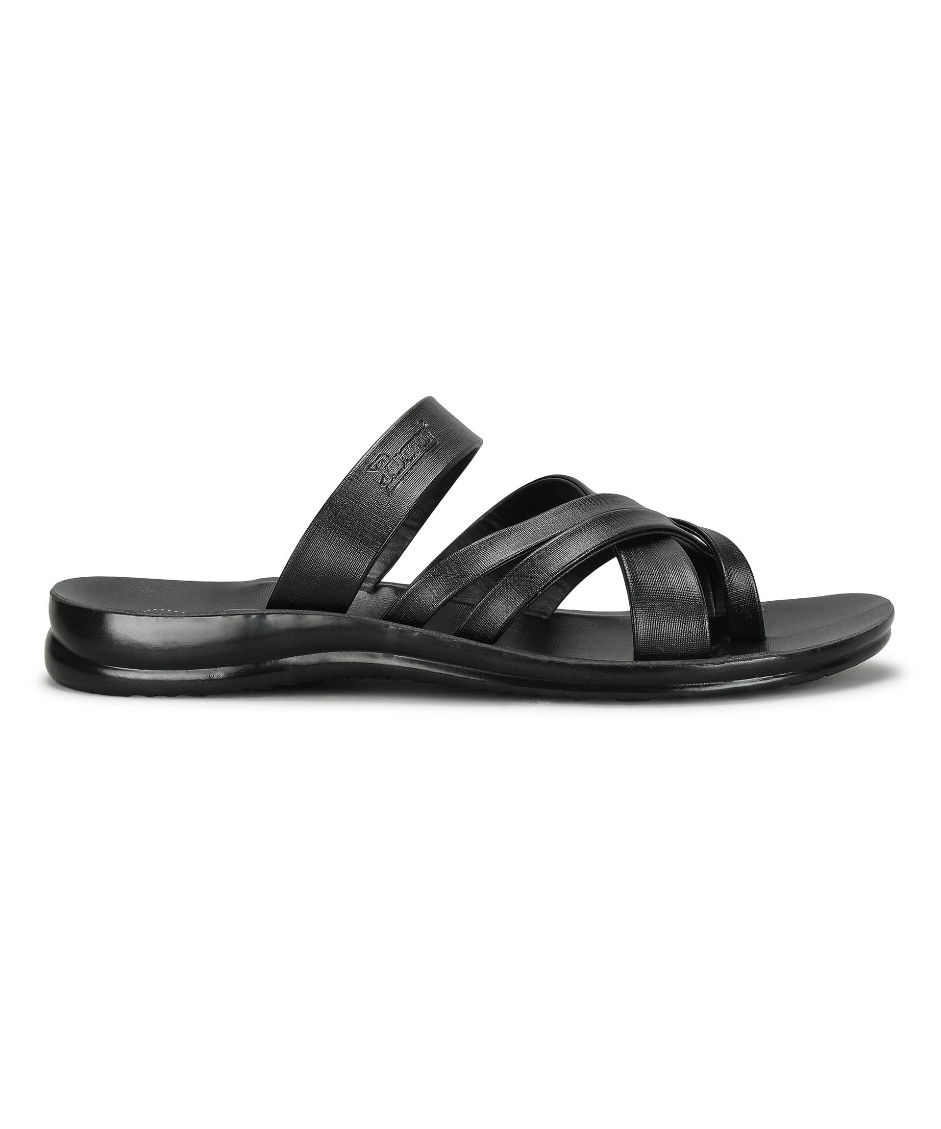 Paragon Men&#39;s Slip-on Black Sandals for Men | Comfortable Sole &amp; Durable