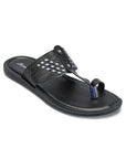 Paragon Men's Slip-on Black Sandals for Men | Comfortable Sole & Durable