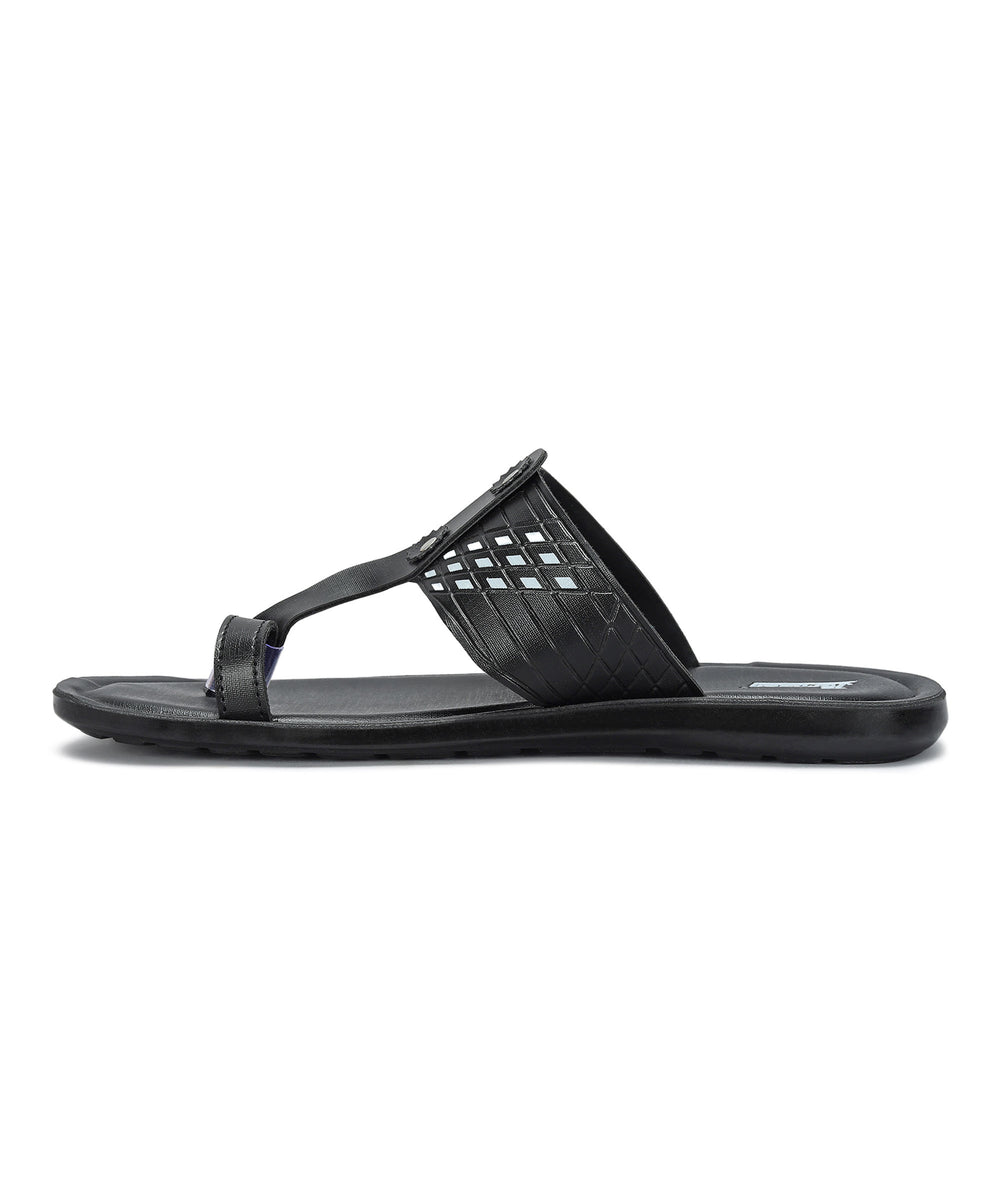 Paragon Men's Slip-on Black Sandals for Men | Comfortable Sole &amp; Durable