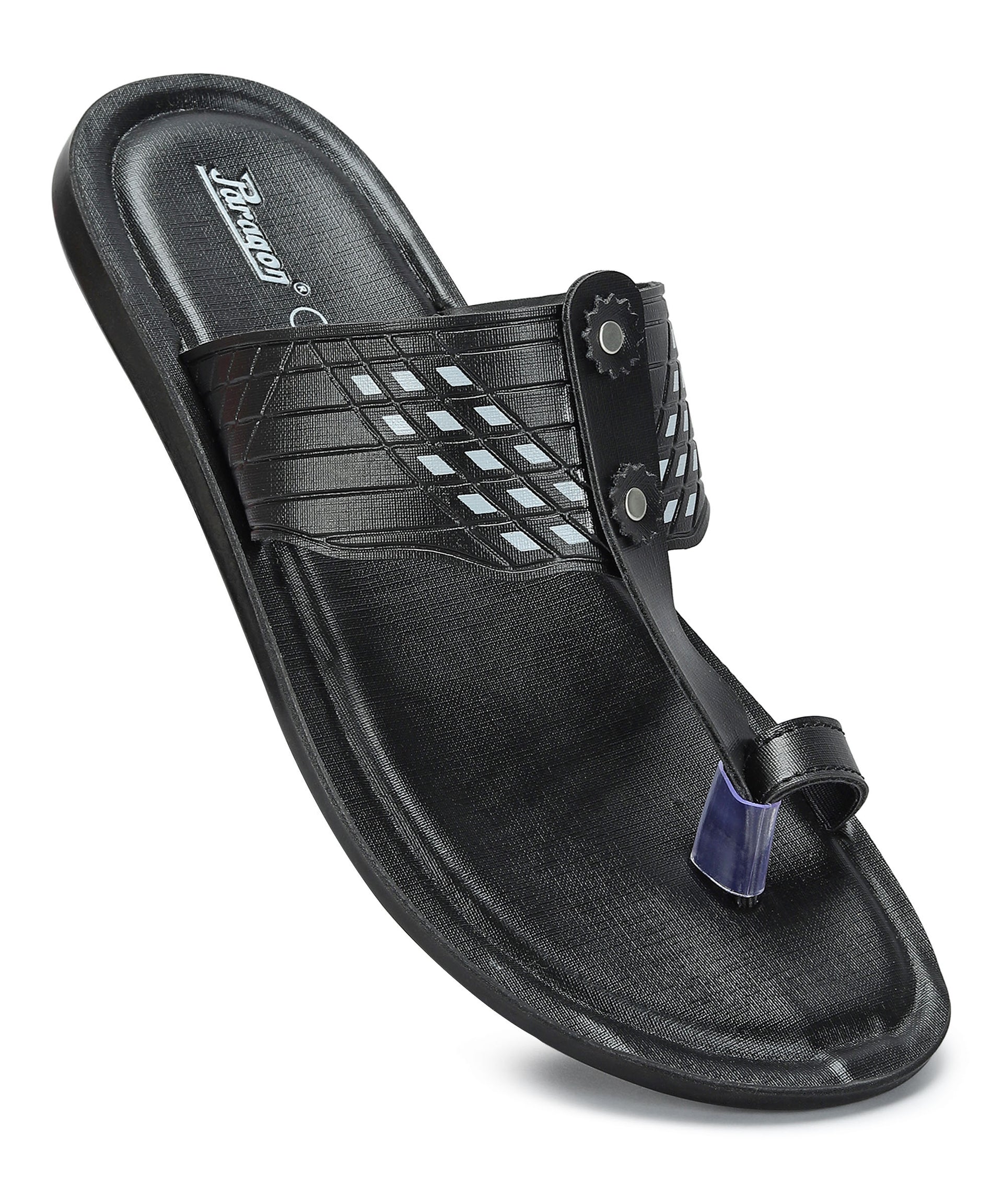 Paragon Men&#39;s Slip-on Black Sandals for Men | Comfortable Sole &amp; Durable