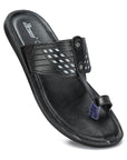 Paragon Men's Slip-on Black Sandals for Men | Comfortable Sole & Durable