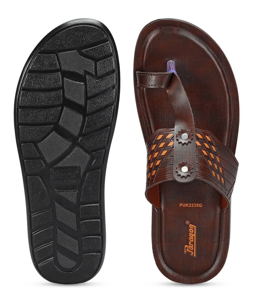 Paragon Men's Slip-on Brown Sandals for Men | Comfortable Sole &amp; Durable