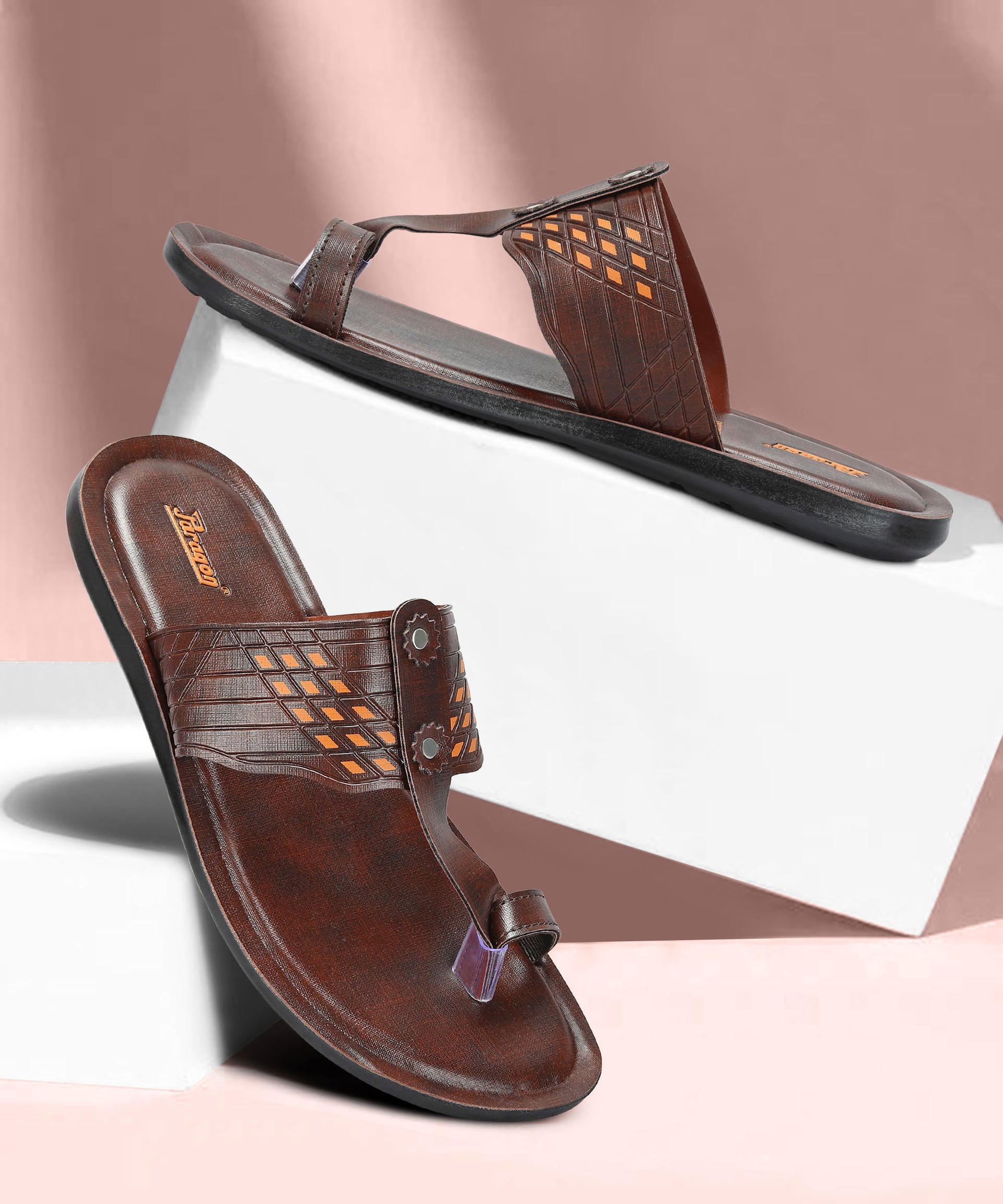 Paragon Men's Slip-on Brown Sandals for Men Comfortable Sole