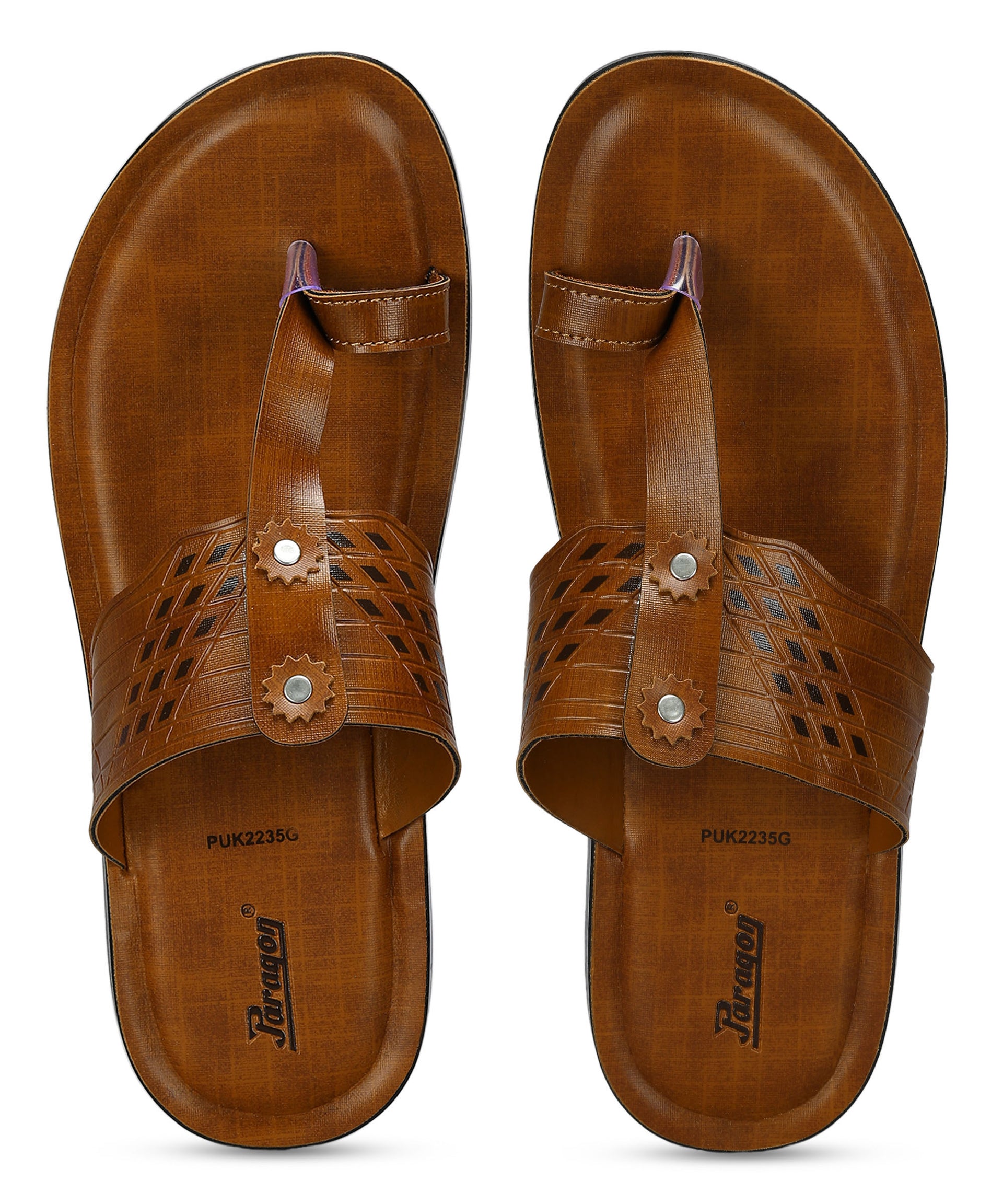 Paragon Men&#39;s Slip-on Tan Sandals for Men | Comfortable Sole &amp; Durable