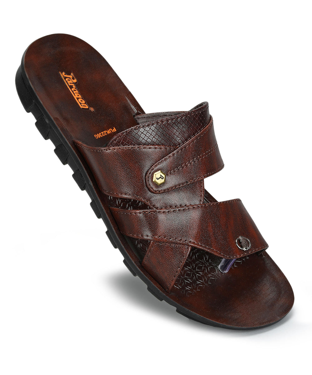 Paragon Men's Slip-on Brown Sandals for Men | Comfortable Sole &amp; Durable