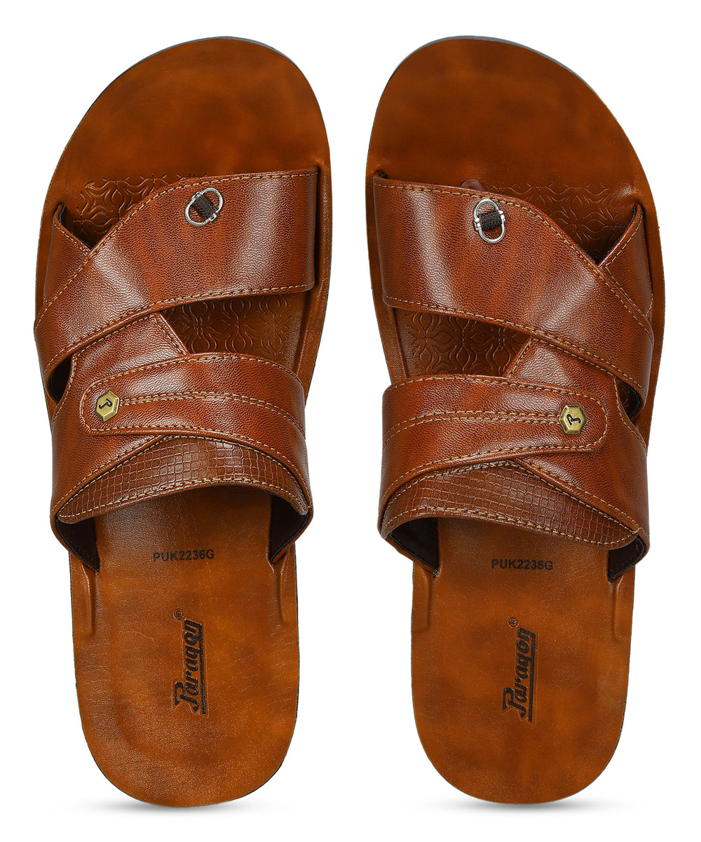 Paragon Men's Slip-on Brown Sandals for Men | Comfortable Sole &amp; Durable