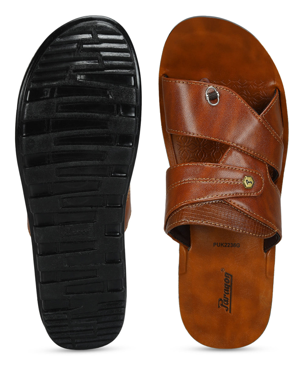 Paragon Men's Slip-on Brown Sandals for Men | Comfortable Sole &amp; Durable