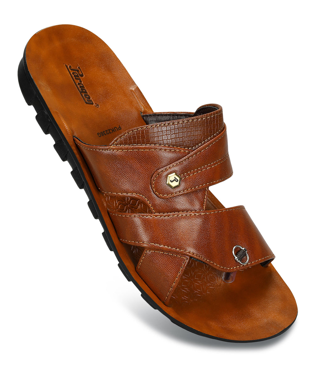 Paragon Men's Slip-on Brown Sandals for Men | Comfortable Sole &amp; Durable