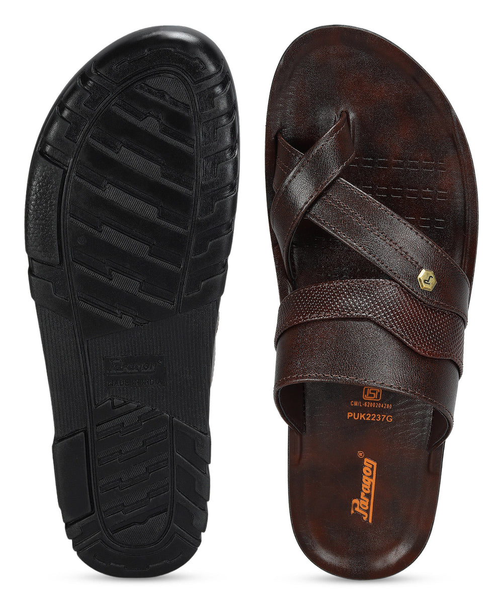 Paragon Men's Slip-on Brown Sandals for Men | Comfortable Sole &amp; Durable