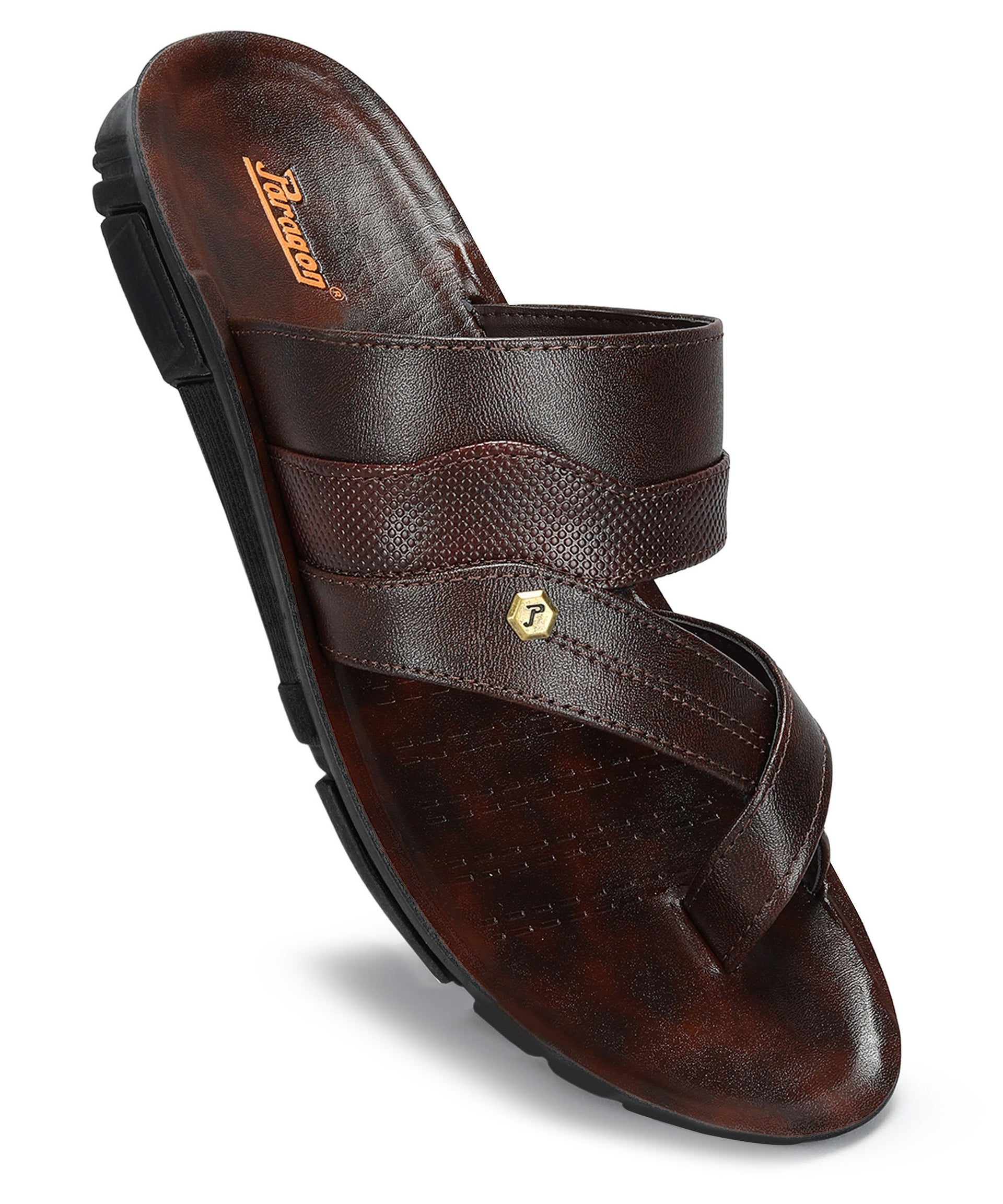 Paragon Men&#39;s Slip-on Brown Sandals for Men | Comfortable Sole &amp; Durable