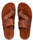 Paragon Men's Slip-on Tan Sandals for Men | Comfortable Sole & Durable