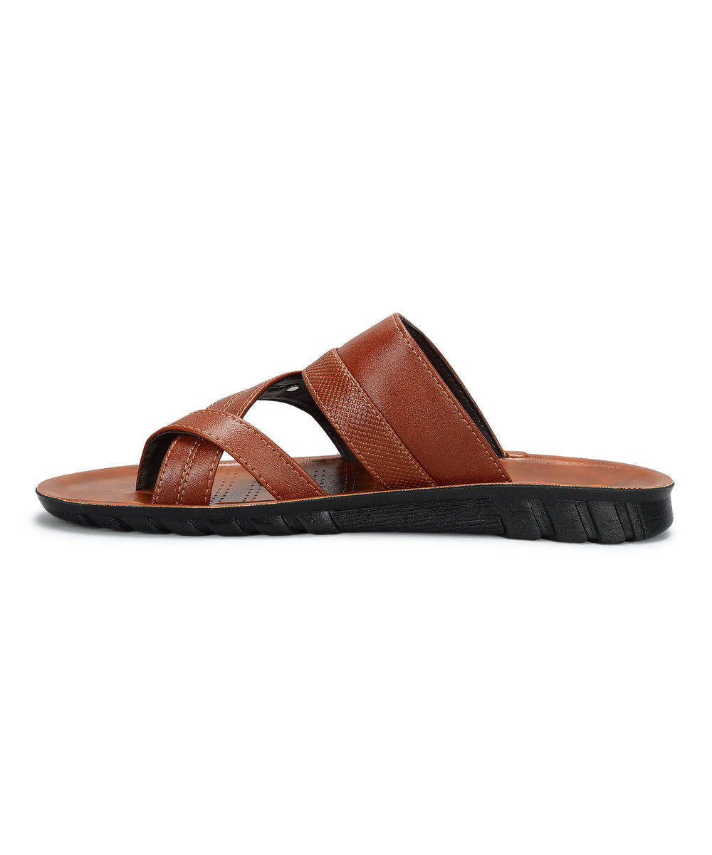 Paragon Men's Slip-on Tan Sandals for Men | Comfortable Sole &amp; Durable