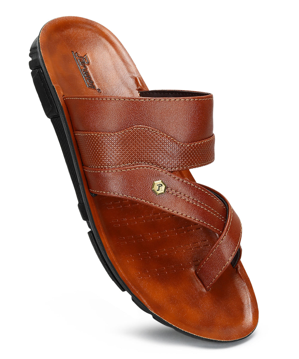 Paragon Men's Slip-on Tan Sandals for Men | Comfortable Sole &amp; Durable