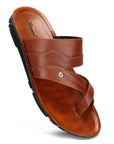 Paragon Men's Slip-on Tan Sandals for Men | Comfortable Sole & Durable