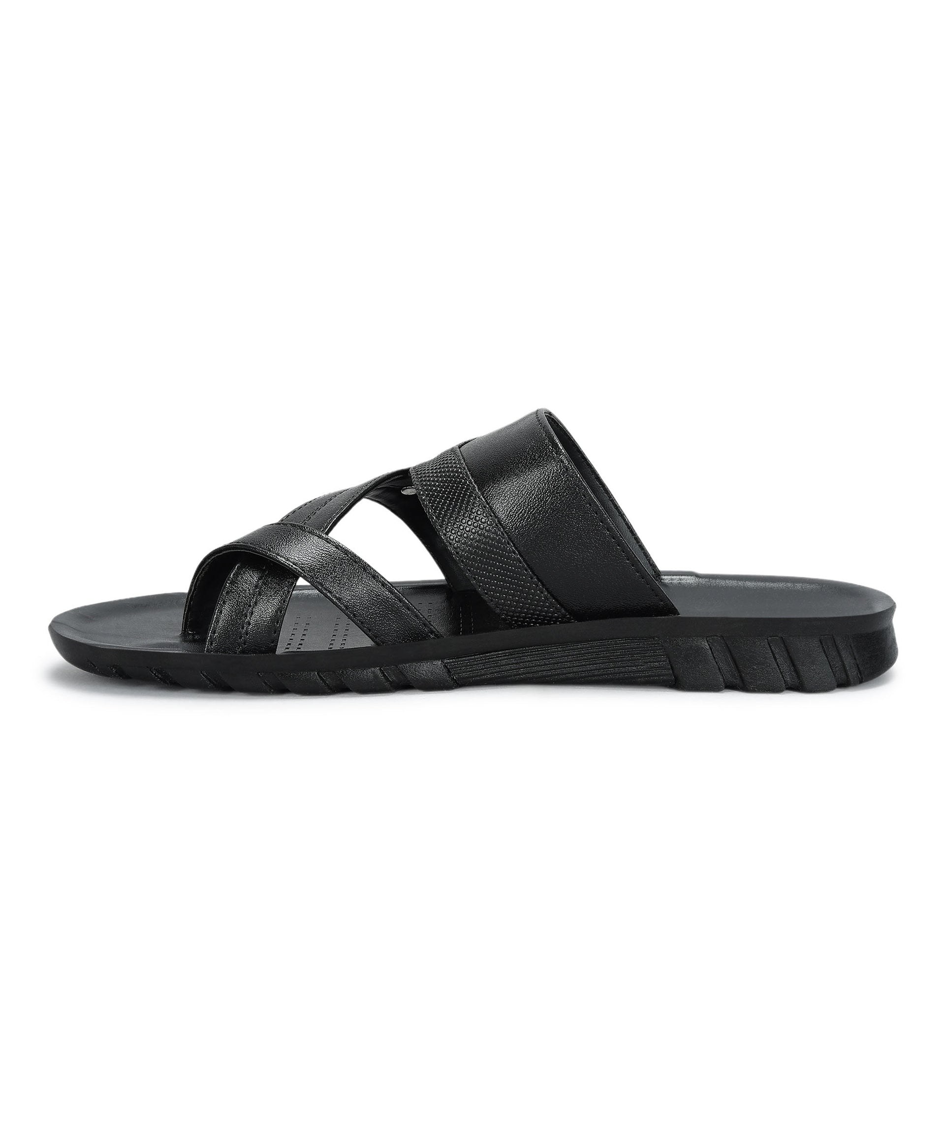 Paragon Men&#39;s Slip-on Black Sandals for Men | Comfortable Sole &amp; Durable