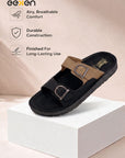 Paragon Men Sandals Dual Buckle Flat Slip On for Comfortable Cushioned Soft Footbed for All Day Use
