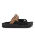 Paragon Men Sandals Dual Buckle Flat Slip On for Comfortable Cushioned Soft Footbed for All Day Use