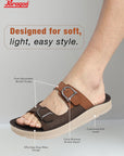 Paragon Men Sandals Dual Buckle Flat Slip On for Comfortable Cushioned Soft Footbed for All Day Use