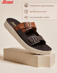 Paragon Men Sandals Dual Buckle Flat Slip On for Comfortable Cushioned Soft Footbed for All Day Use