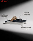 Paragon Men Sandals Dual Buckle Flat Slip On for Comfortable Cushioned Soft Footbed for All Day Use