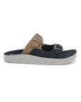 Paragon Men Sandals Dual Buckle Flat Slip On for Comfortable Cushioned Soft Footbed for All Day Use
