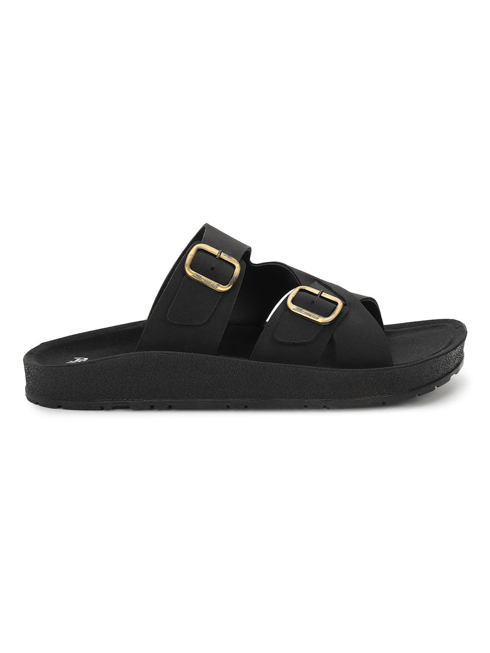 Paragon Men Sandals Dual Buckle Flat Slip On for Comfortable Cushioned Soft Footbed for All Day Use