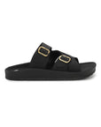 Paragon Men Sandals Dual Buckle Flat Slip On for Comfortable Cushioned Soft Footbed for All Day Use