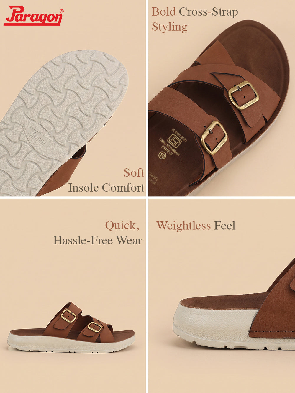 Paragon Men Sandals Lightweight Comfortable Easy Slip On Daily Use