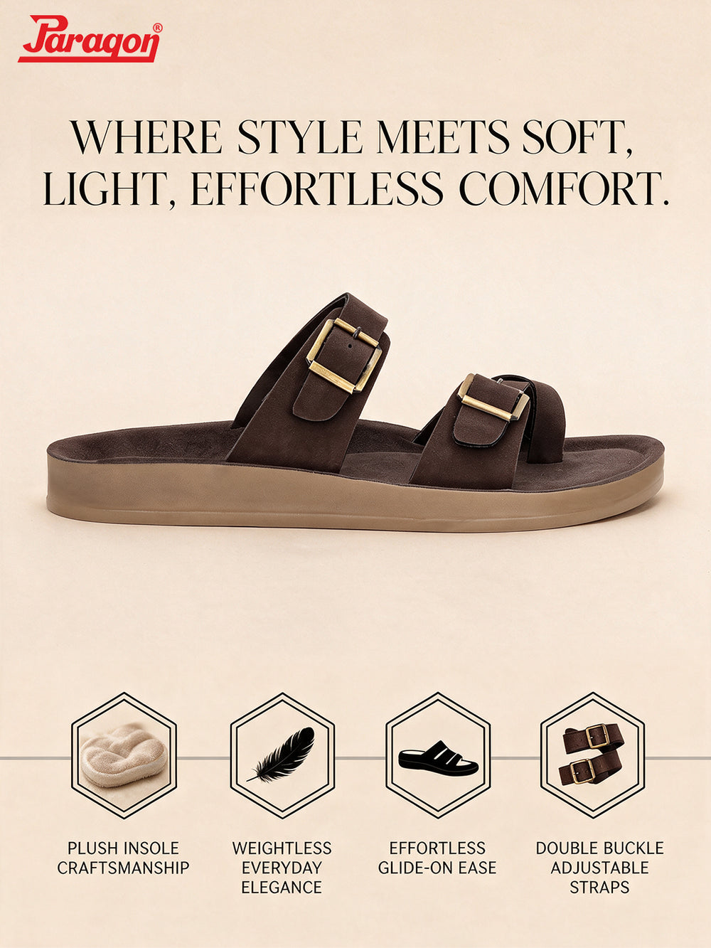 Paragon Men Casual Comfort Sandals Toe Loop Lightweight Daily Outdoor Wear