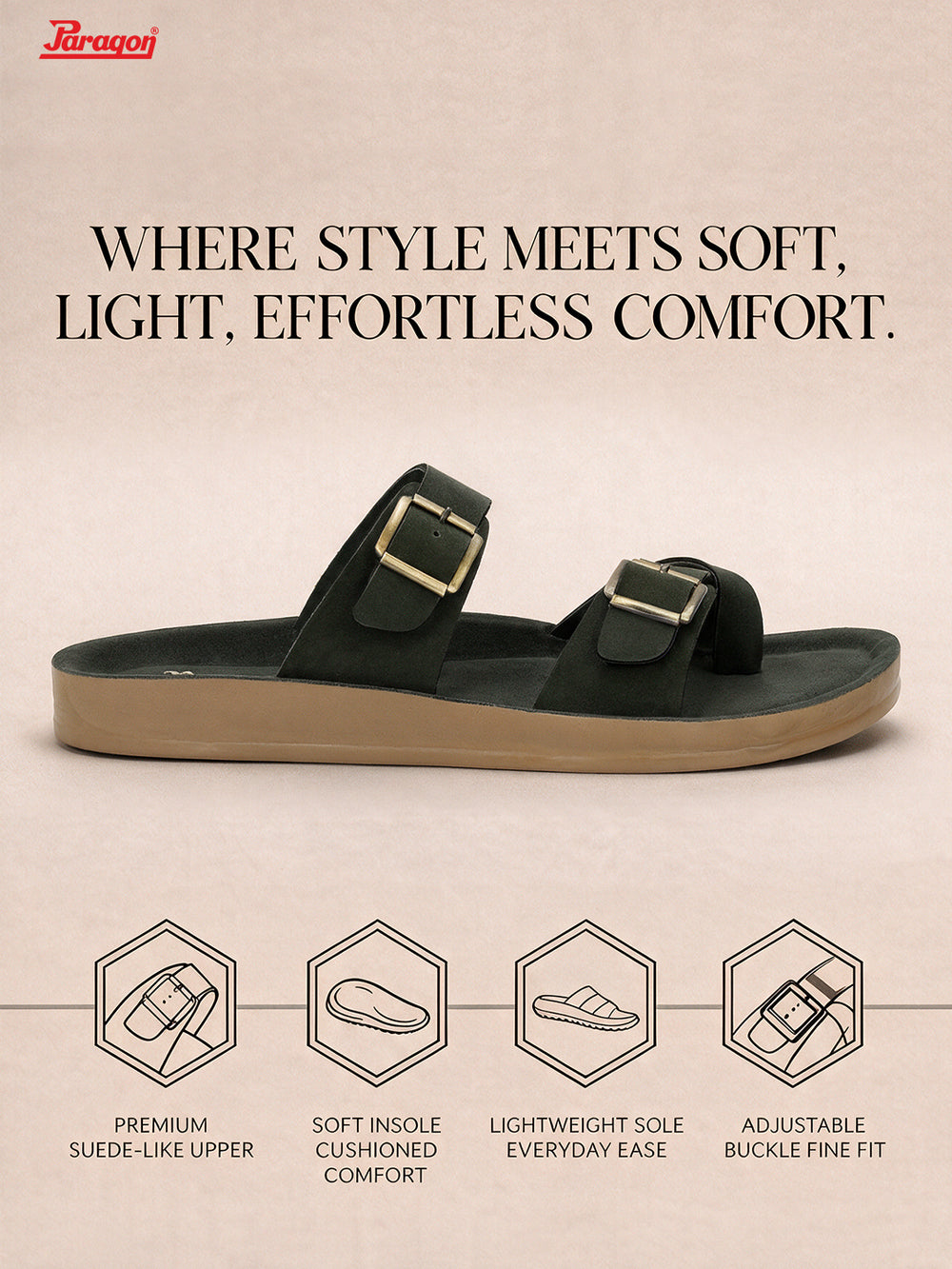 Paragon Men Casual Comfort Sandals Toe Loop Lightweight Daily Outdoor Wear
