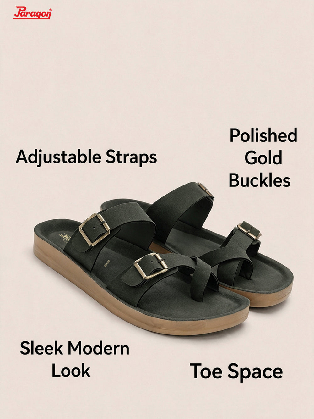 Paragon Men Casual Comfort Sandals Toe Loop Lightweight Daily Outdoor Wear
