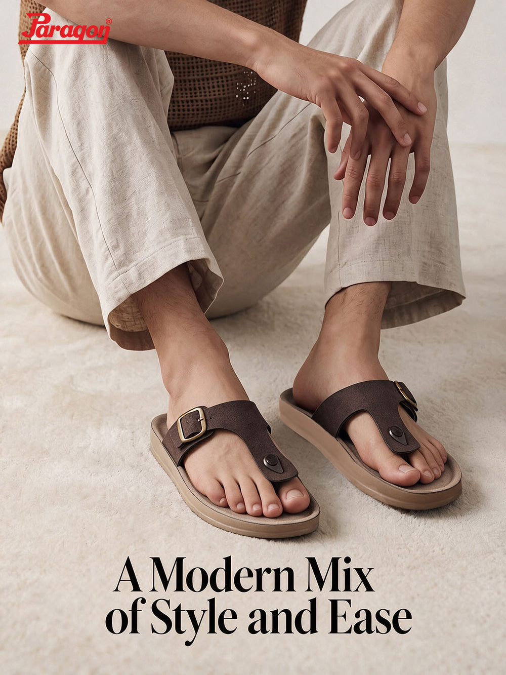 Paragon Men T Strap Sandals Comfortable Toe Post Lightweight for Daily Use