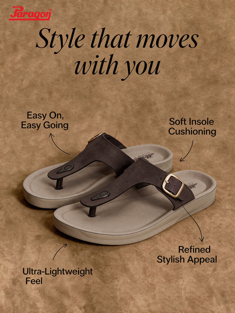 Paragon Men T Strap Sandals Comfortable Toe Post Lightweight for Daily Use