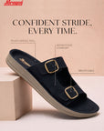 Paragon Men Sandals Dual Buckle Flat Slip On for Comfortable Cushioned Soft Footbed for All Day Use