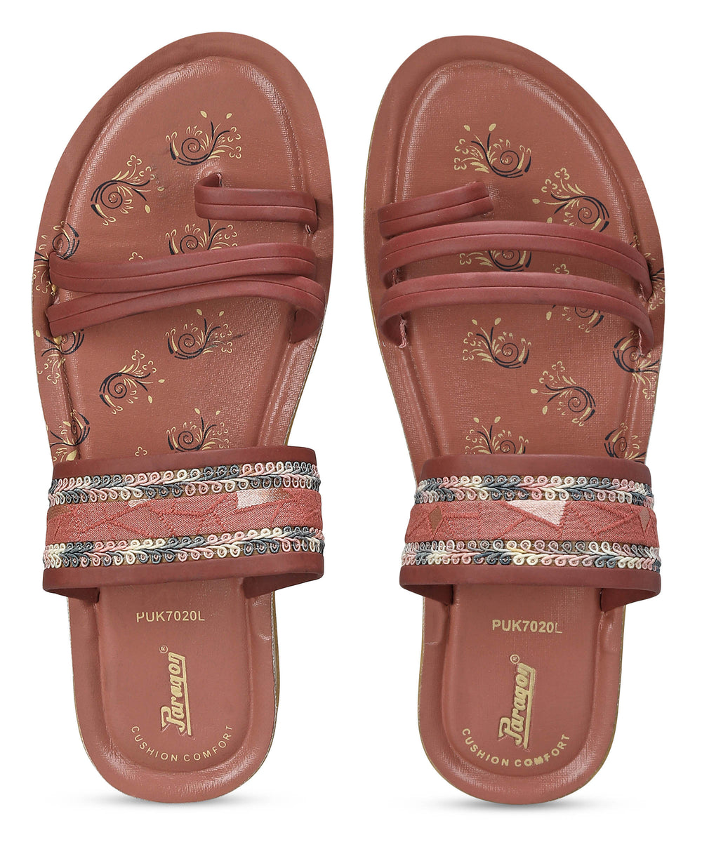 Paragon Women's Slip On Flat Fig Sandals | Durable Dailywear Sandals