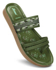 Paragon Women's Slip On Flat Pista Green Sandals | Durable Dailywear Sandals