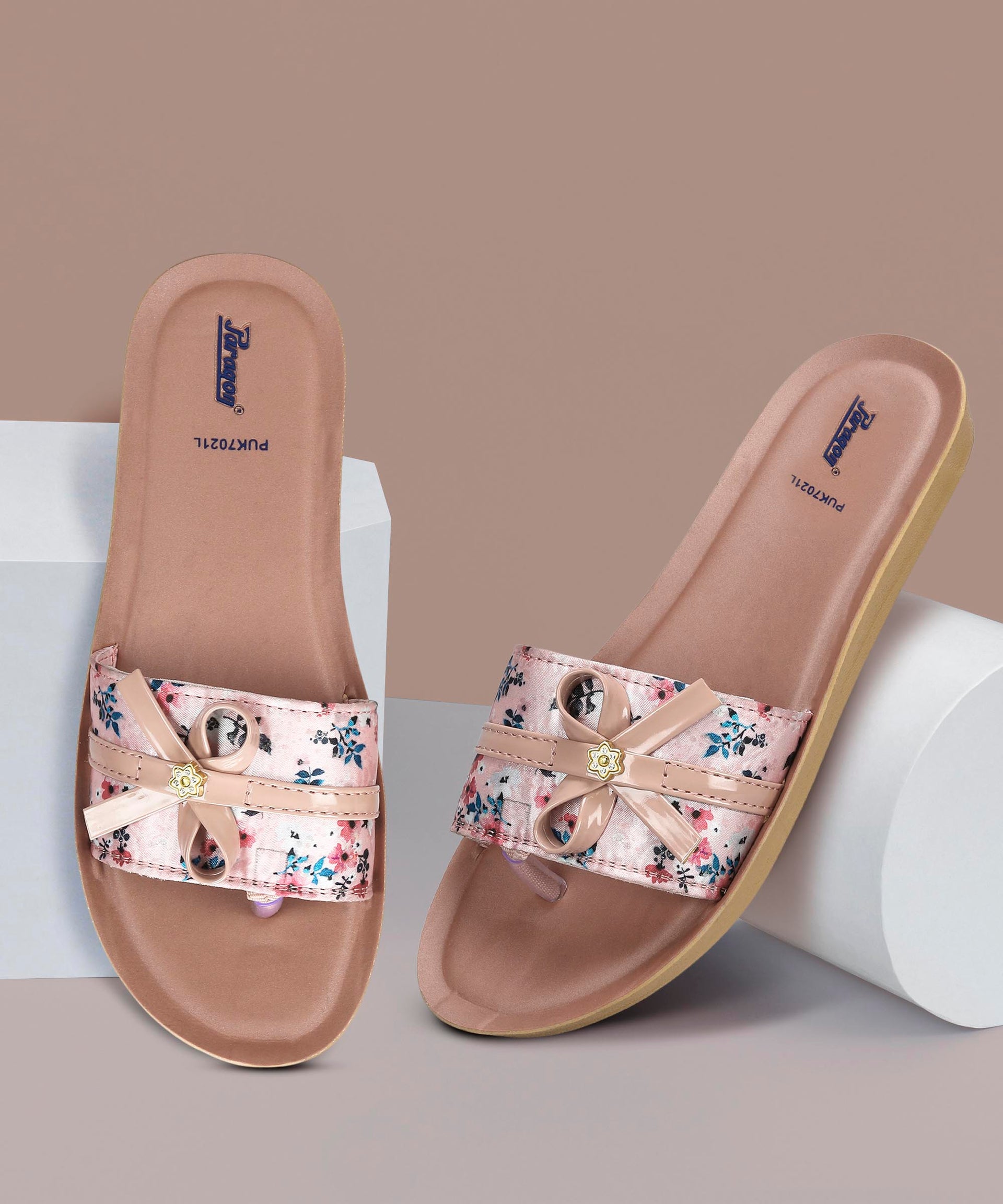 Paragon PUK7021L Women's Peach Sliders with Cushioned Sole for