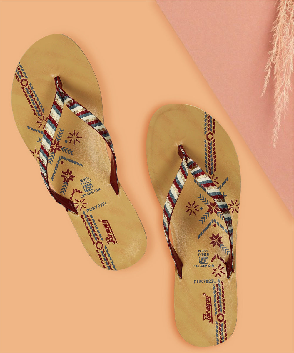 Paragon Women's Slip On Flat Maroon Sandals | Durable Dailywear Sandals