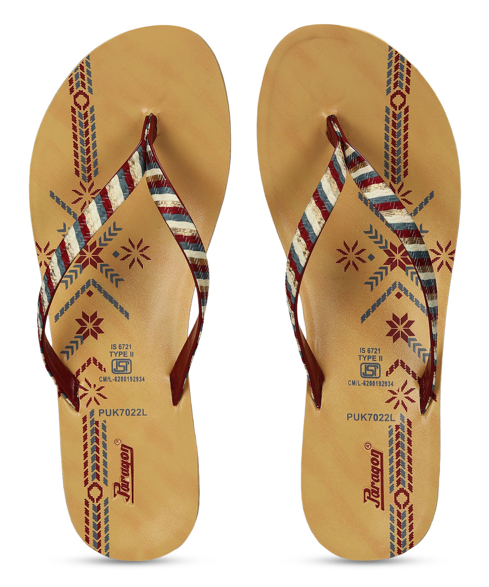 Paragon Women's Slip On Flat Maroon Sandals | Durable Dailywear Sandals