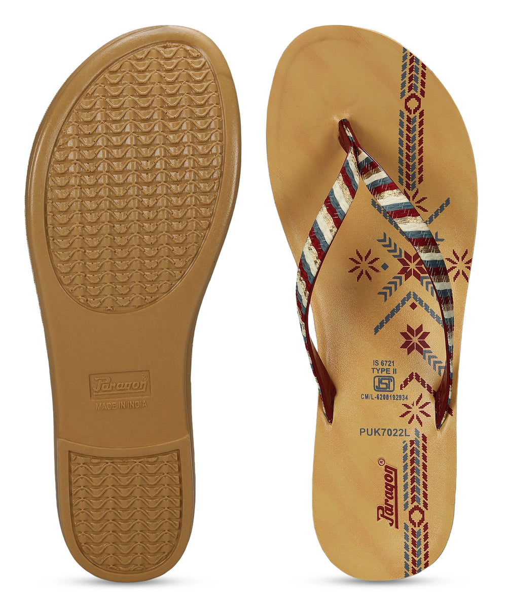 Paragon Women's Slip On Flat Maroon Sandals | Durable Dailywear Sandals